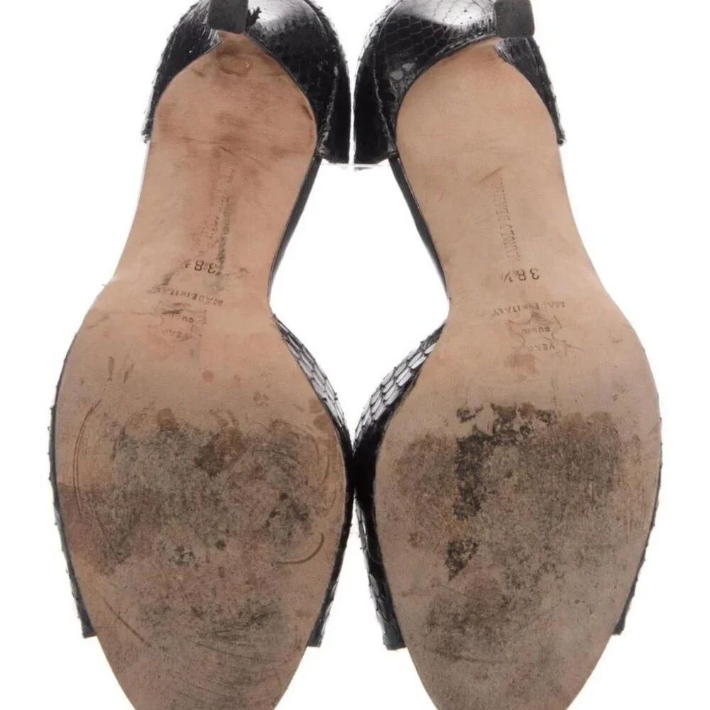 Manolo Blahnik Black Snakeskin Heels with Crystal Embellishment - Picture 5 of 5